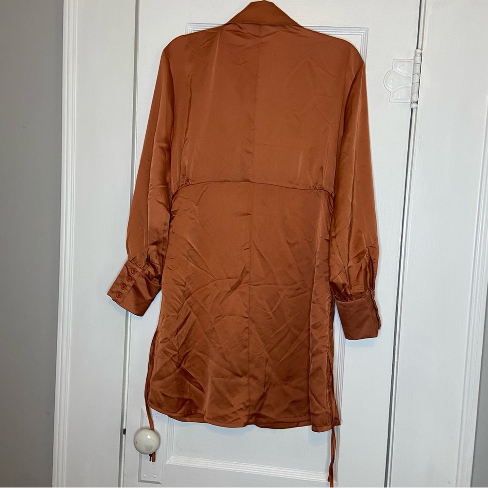 Hyfve Button Down Ruched Long Sleeve Mini Dress Size Large NEW - Picture 10 of 14